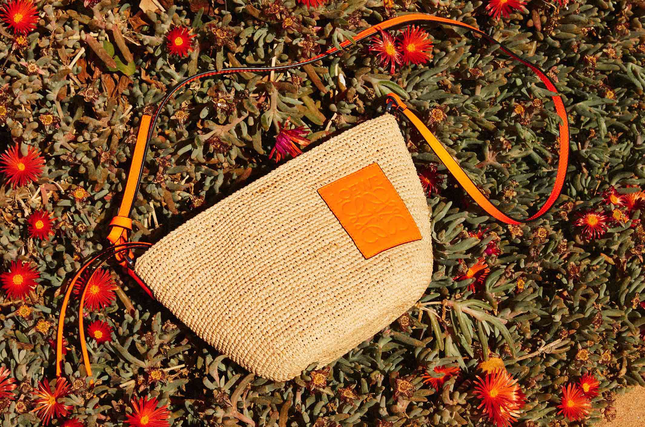 Loewe pochette raffia bag natural store